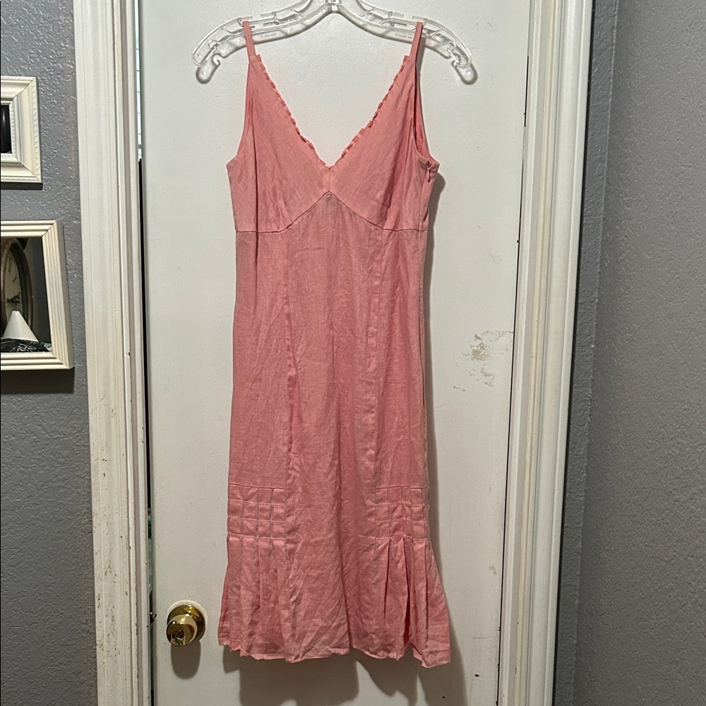 Ann Taylor pink salmon linen dress 4